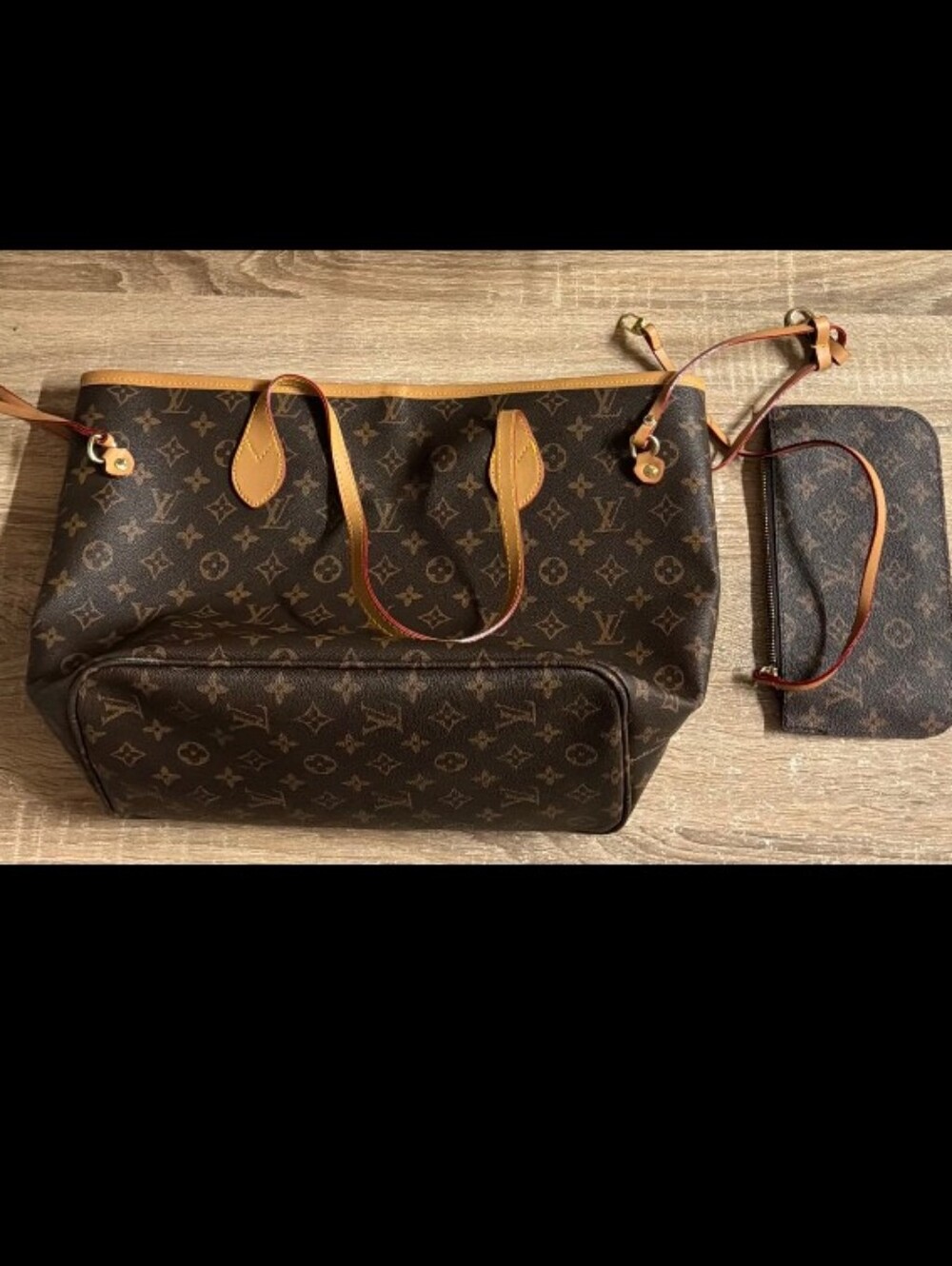 Louis Vuitton Look Alike Brown Monogram Everfull Canvas Tote with Pouch